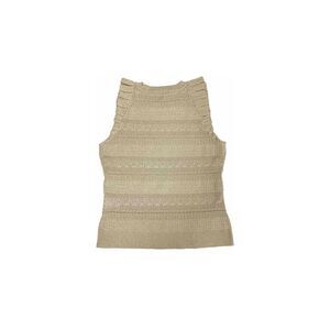 INC Womens Ruffled Shimmering Sleeveless Crew Neck Sweater